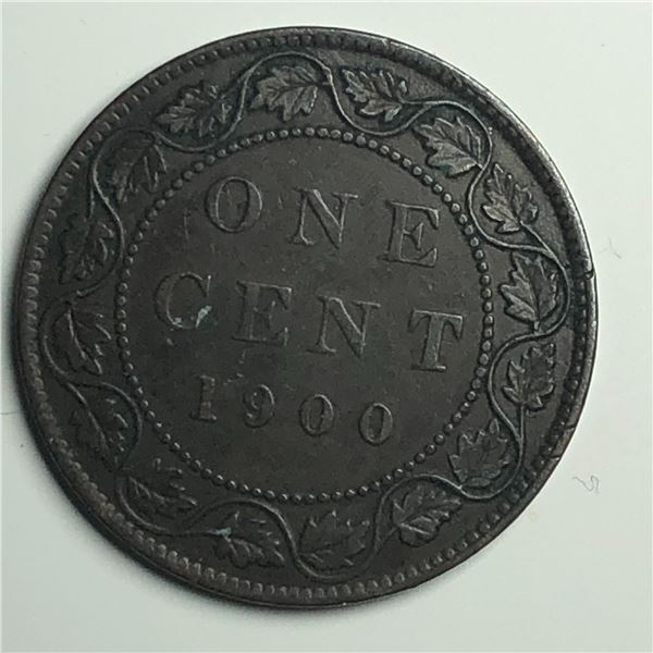 Canadian Large Cent 1900 NO-H Semi Key Date VF