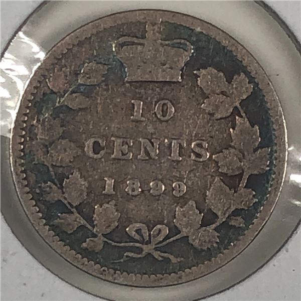 Canadian .10 Cent Dime 1899  small 9's