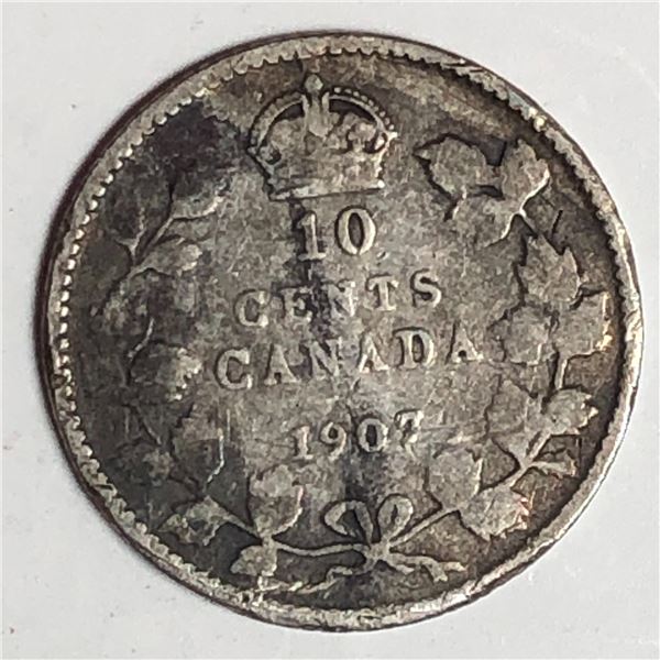 Canadian .10 Cent Dime 1907