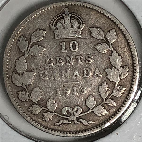 Canadian .10 Cent Dime 1913