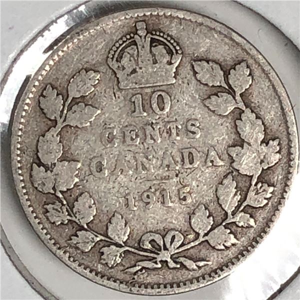 Canadian .10 Cent Dime 1915