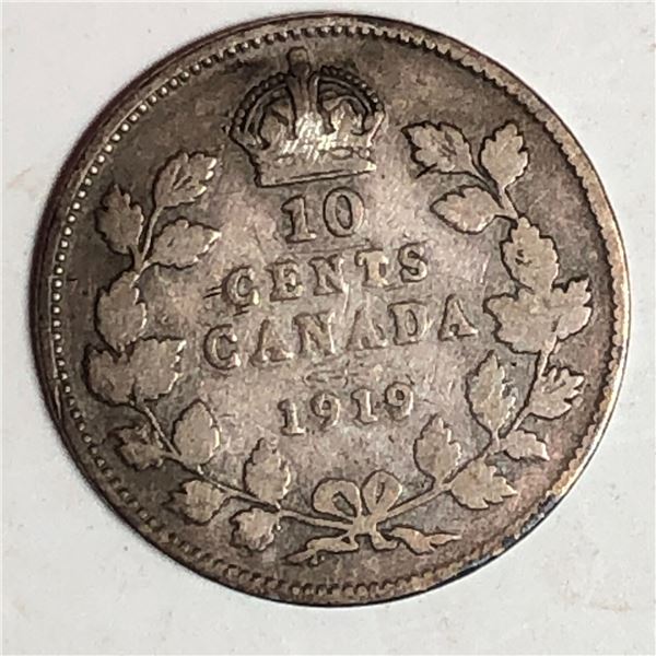 Canadian .10 Cent Dime 1919