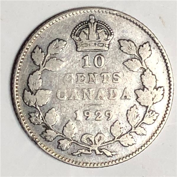 Canadian .10 Cent Dime 1929