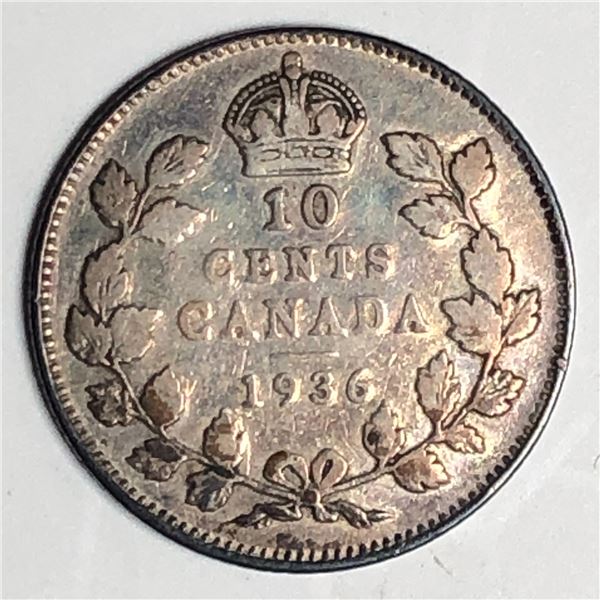 Canadian .10 Cent Dime 1936