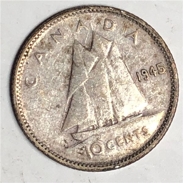 Canadian .10 Cent Dime 1945