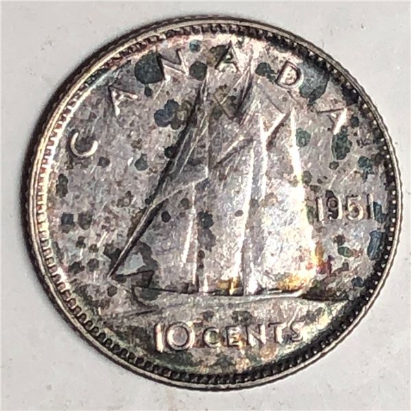 Canadian .10 Cent Dime 1951