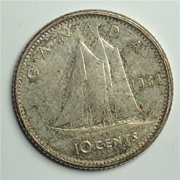 Canadian .10 Cent Dime 1964