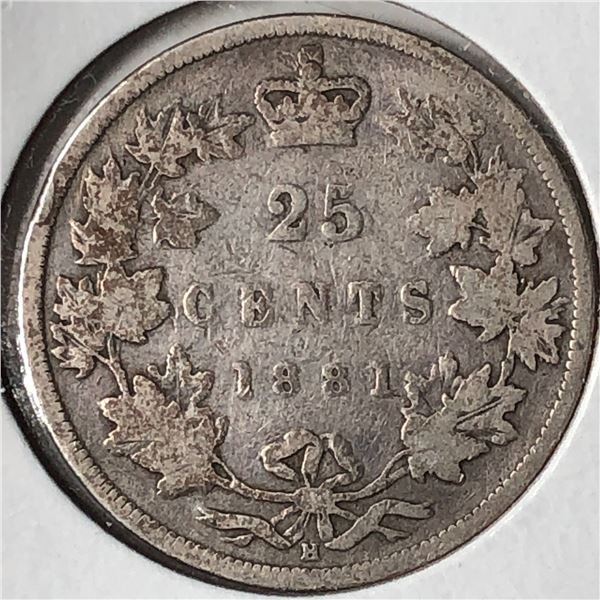 1881 Queen Victoria 25 Cents