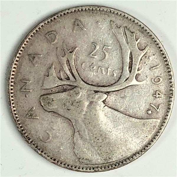 1947 Maple King George VI 25 Cents