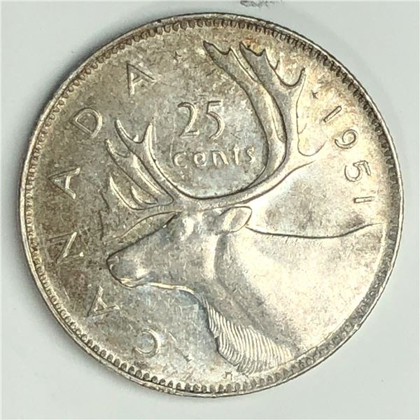 1952 King George VI 25 Cents High Relief EF++