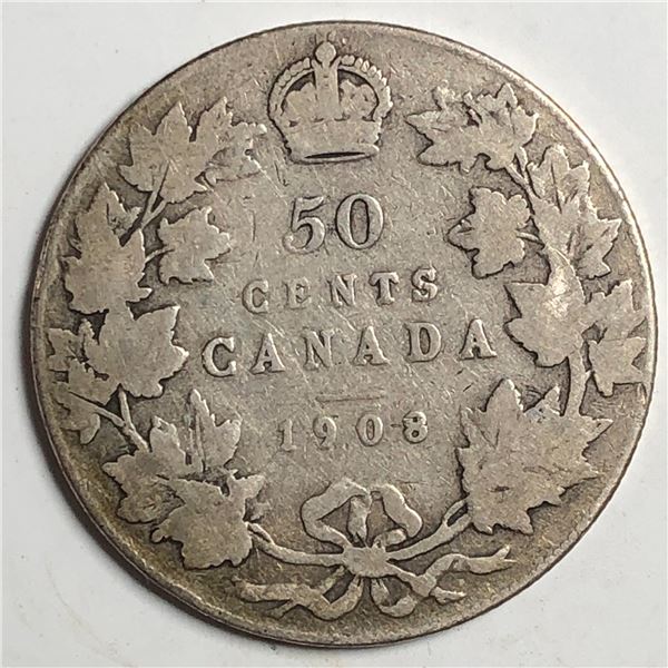 1908 King Edward VII 50 Cents G+