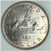 Image 1 : 1937 King George VI Canadian Silver Dollar UNC DB-HP Nice Coin