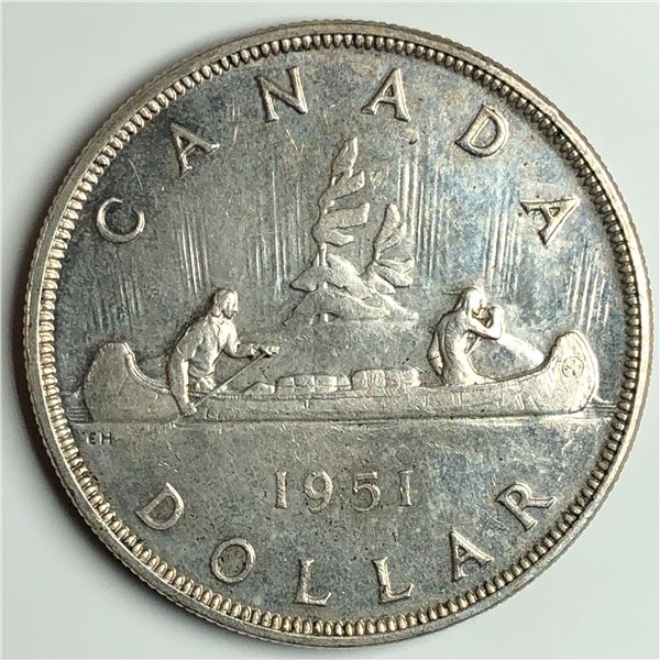 1951 King George VI Canadian Silver Dollar UNC