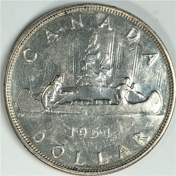 1954 Queen Elizabeth II Canadian Silver Dollar