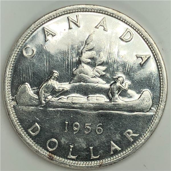 1956 Queen Elizabeth II Canadian Silver Dollar UNC