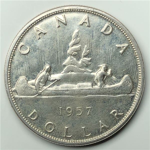 1957 Queen Elizabeth II Canadian Silver Dollar