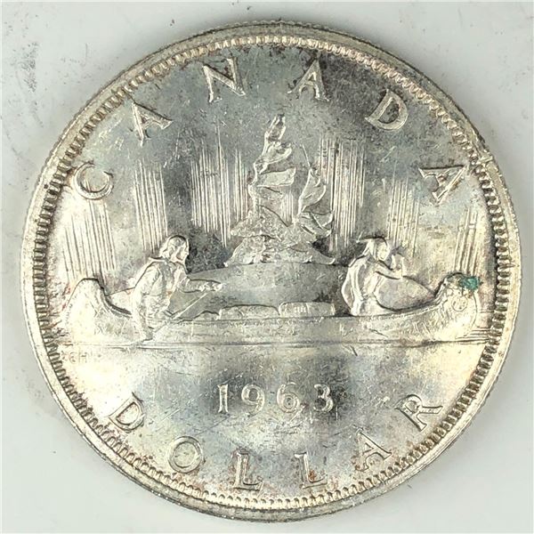 1963 Queen Elizabeth II Canadian Silver Dollar