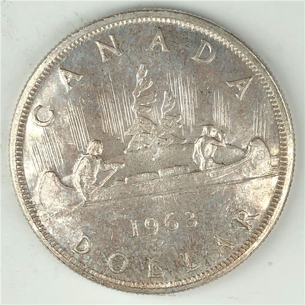 1963 Queen Elizabeth II Canadian Silver Dollar