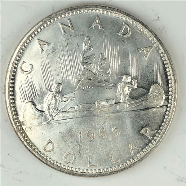 1965 Queen Elizabeth II Canadian Silver Dollar UNC