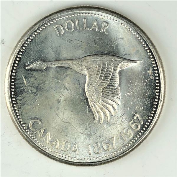 1967 Queen Elizabeth II Canadian Silver Dollar UNC