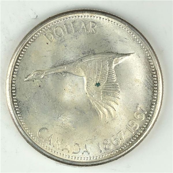 1967 Queen Elizabeth II Canadian Silver Dollar UNC