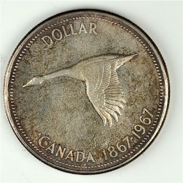 1967 Queen Elizabeth II Canadian Silver Dollar