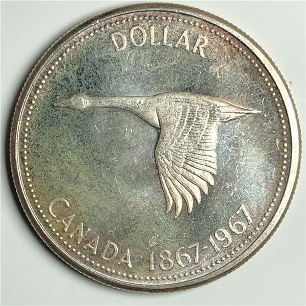 1967 Queen Elizabeth II Canadian Silver Dollar UNC