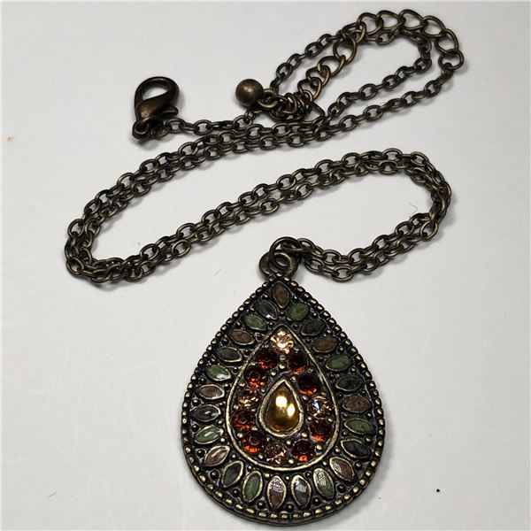 Vintage Multistone Pendant with Chain