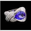 Image 1 : 2.10 ctw Tanzanite and Diamond Ring - 14KT White Gold