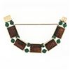 Image 4 : Lucien Piccard 14K Gold Carved Tigers Eye Trojan Green Chalcedony Beads Bracelet