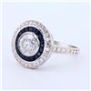 Image 2 : 1.66 ctw Diamond and 1.09 ctw Blue Sapphire Platinum Ring (2.03 ctw Diamonds)