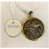 18K Yellow Gold Sapphire & Meiji Period Japanese Silver Manju Pendant
