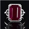 Image 1 : 7.59 ctw UNHEATED Ruby and 0.21 ctw Diamond 18K White Gold Ring (GIA CERTIFIED)