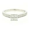 Image 1 : 14k White Gold 0.79 ctw Illusion Solitaire Princess Cut Diamond Engagement Ring