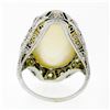 Image 7 : Antique Art Deco Platinum Moonstone Diamond Sapphire Filigree Large RARE Ring