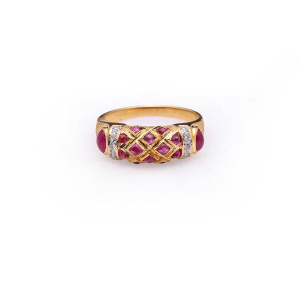 Ruby Cabochon & Diamond Dress Ring