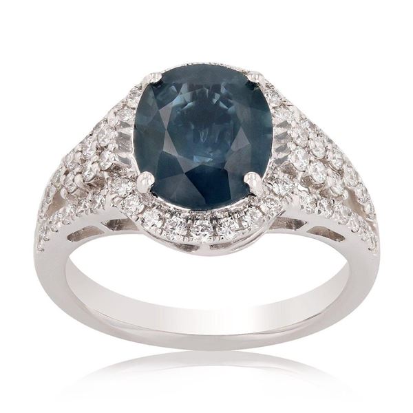 3.19 ctw Blue Sapphire and 0.60 ctw Diamond Platinum Ring (GIA CERTIFIED)