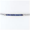 Image 2 : 18K Blackened White Gold 7" 1.44 ctw Round Sapphire & Diamond Line Tennis Bracel