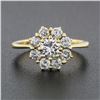 Image 2 : 18k Yellow Gold 0.93 ctw Fine Round Brilliant Diamond Petite Flower Cluster Ring