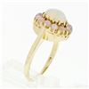 Image 8 : Vintage 14K Gold FINE Oval Cabochon Solitaire & Bead Ball Halo Opal Cluster Ring