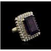 Image 1 : 14KT Yellow Gold 16.80 ctw Amethyst and Diamond Ring