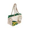 Image 2 : Chanel Gabrielle Cloth Handbag White/Green Canvas