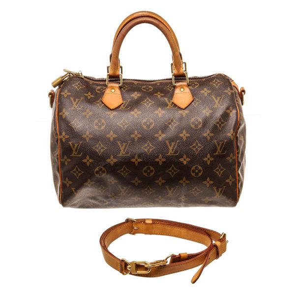 Louis Vuitton Speedy 30 Bandouliere Boston Bag Brown Monogram Coated Canvas
