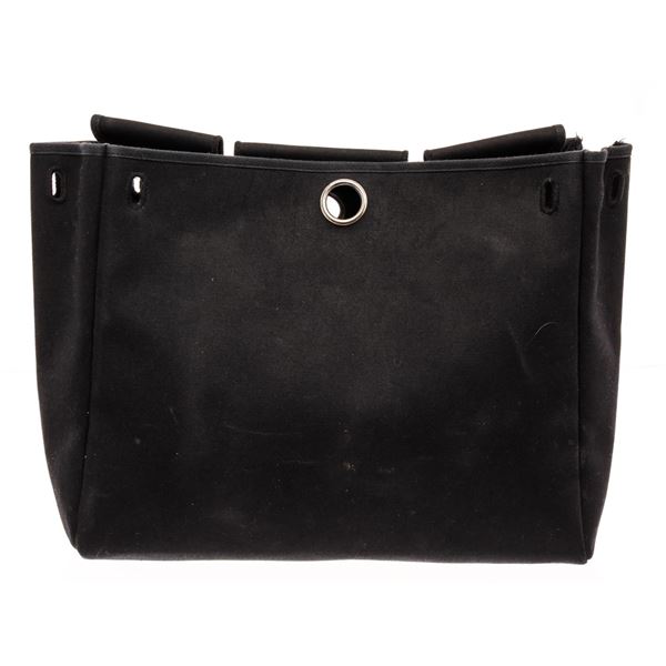Hermes Her Bag Base Handbag Black Canvas