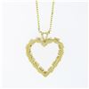 Image 5 : Vintage 14K Yellow Gold Round Cabochon Prong Opal Open Heart Pendant Necklace