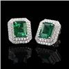 Image 1 : 4.44 ctw Emerald and 1.04 ctw Diamond 18K White Gold Earrings