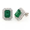 Image 3 : 4.44 ctw Emerald and 1.04 ctw Diamond 18K White Gold Earrings