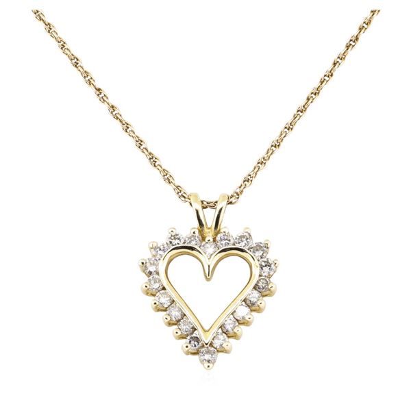 1.00 ctw Diamond Heart Shaped Pendant with Chain - 14KT Yellow Gold