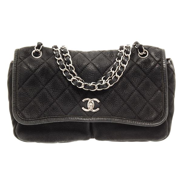 Chanel Flap Bag Single flap shoulder Black Leather