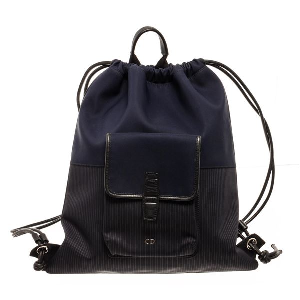 Christian Dior Drawstring Backpack Navy blue, black Canvas